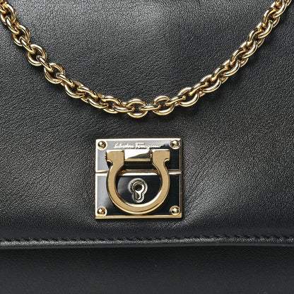 Salvatore Ferragamo Calfskin Gancini Chain Flap Bag Black 7 of 11