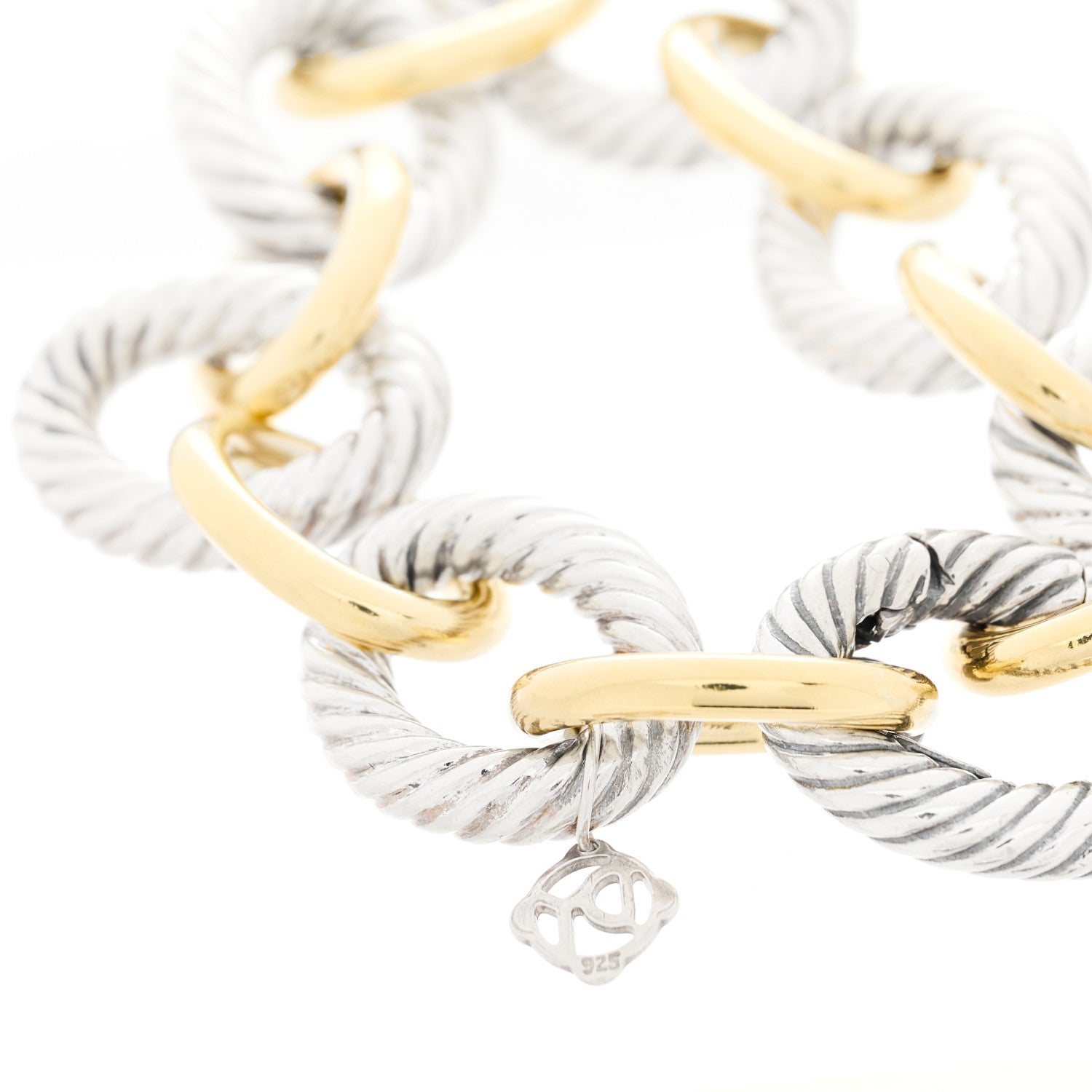 David Yurman Sterling Silver 18K Yellow Gold 17mm Extra Large Oval Link Bracelet 3 of 3