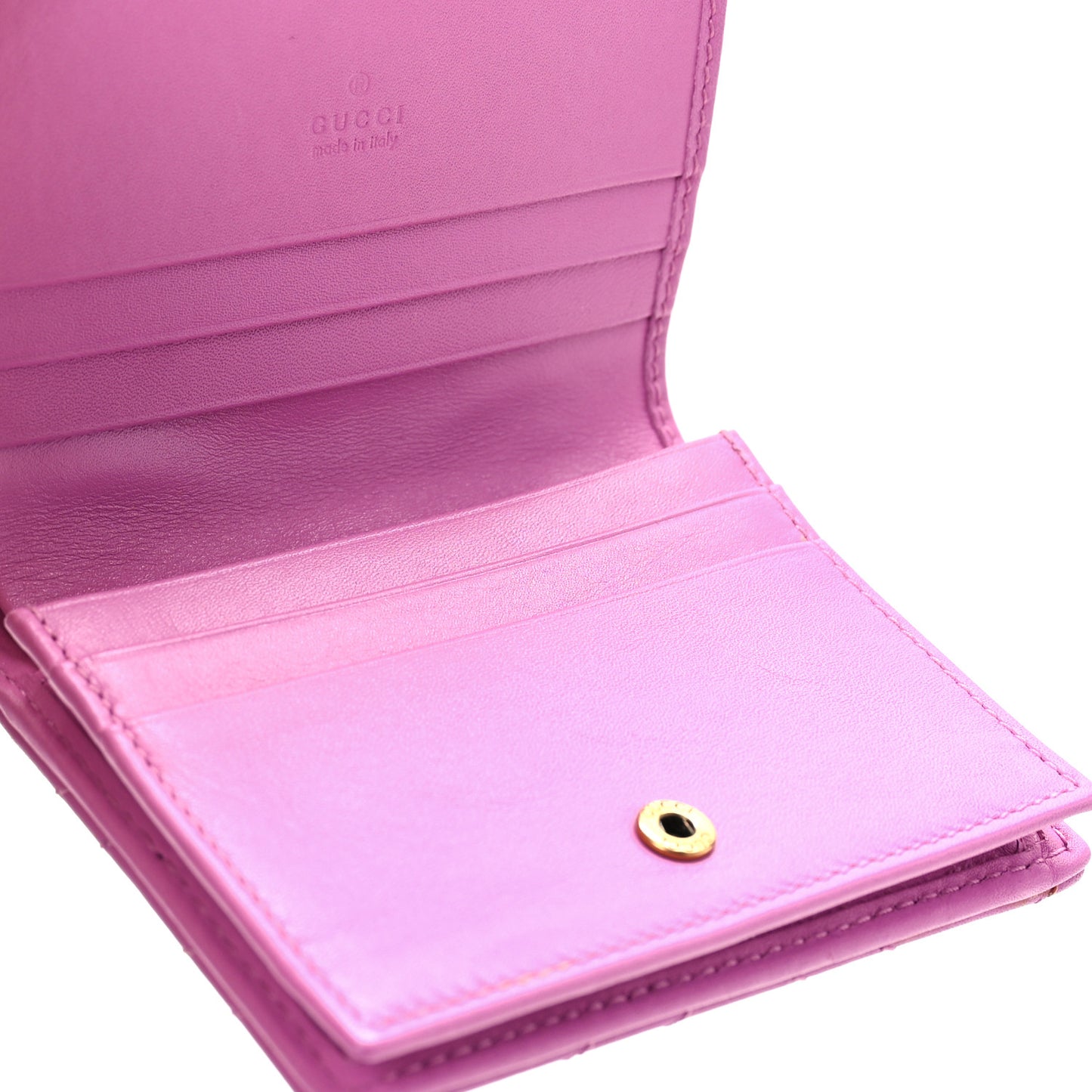 Calfskin Matelasse GG Marmont Card Case Candy Mousse