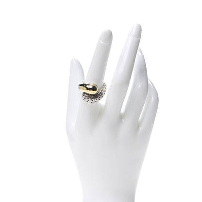 John Hardy Sterling Silver 18K Yellow Gold Hammered Palu Bypass Ring 56 7.5 2 of 5