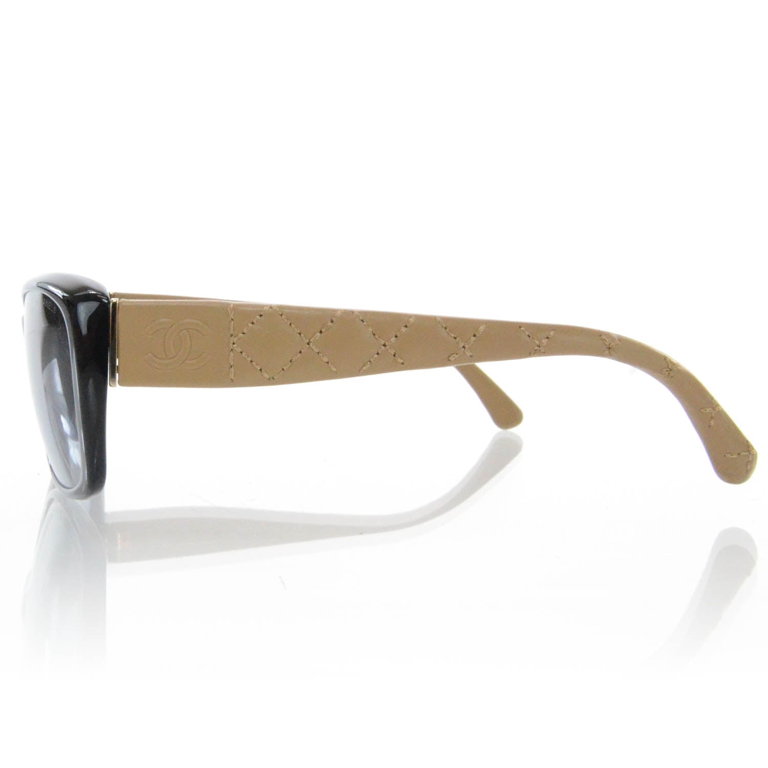 Chanel Leather Quilted CC Sunglasses Black Beige 5201 Q 3 of 7