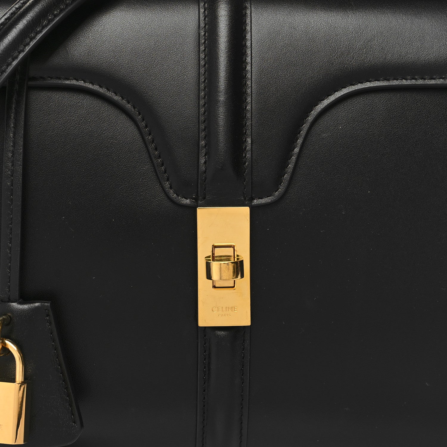Celine Satinated Calfskin Small 16 Top Handle Bag Black 9 of 11