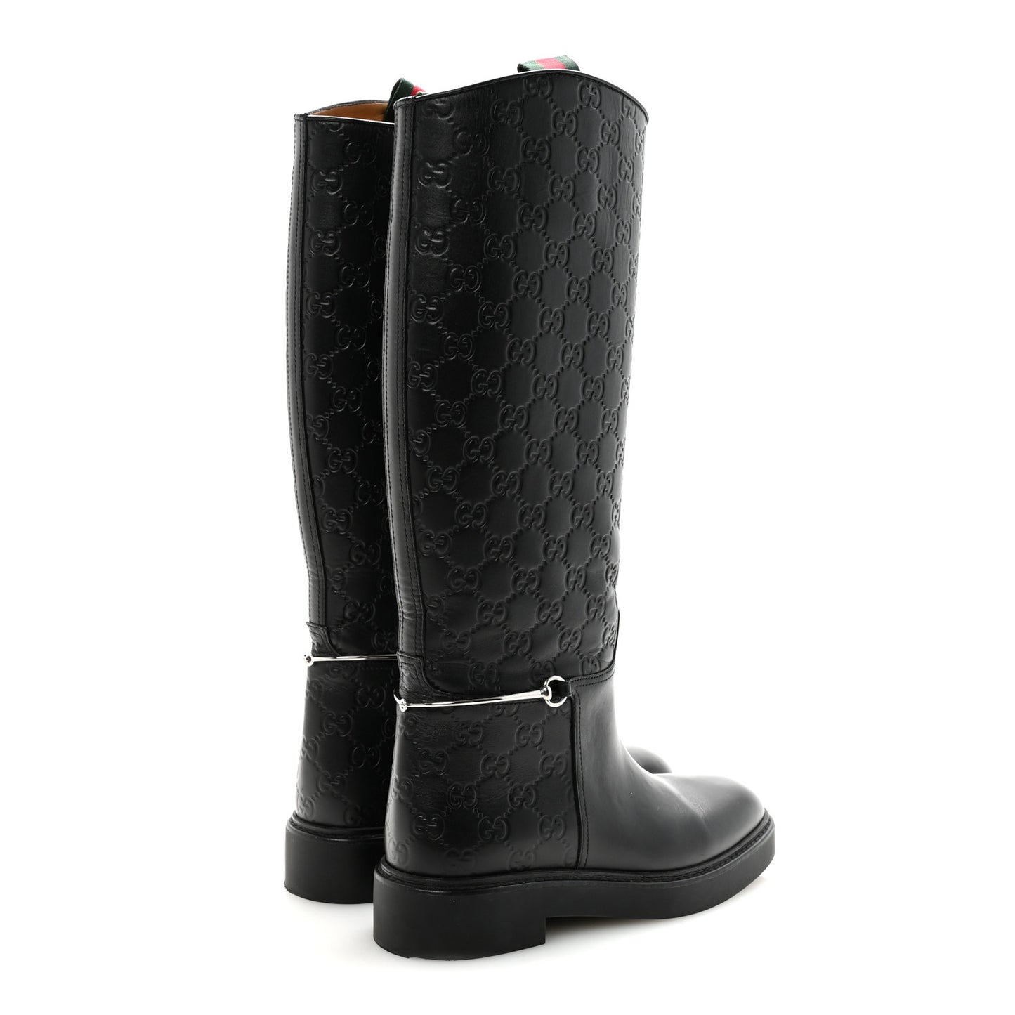Guccissima Michelangelo Slim Horsebit Riding Boots 37 Black