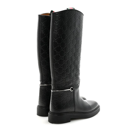 Gucci Guccissima Michelangelo Slim Horsebit Riding Boots 37 Black 9 of 14