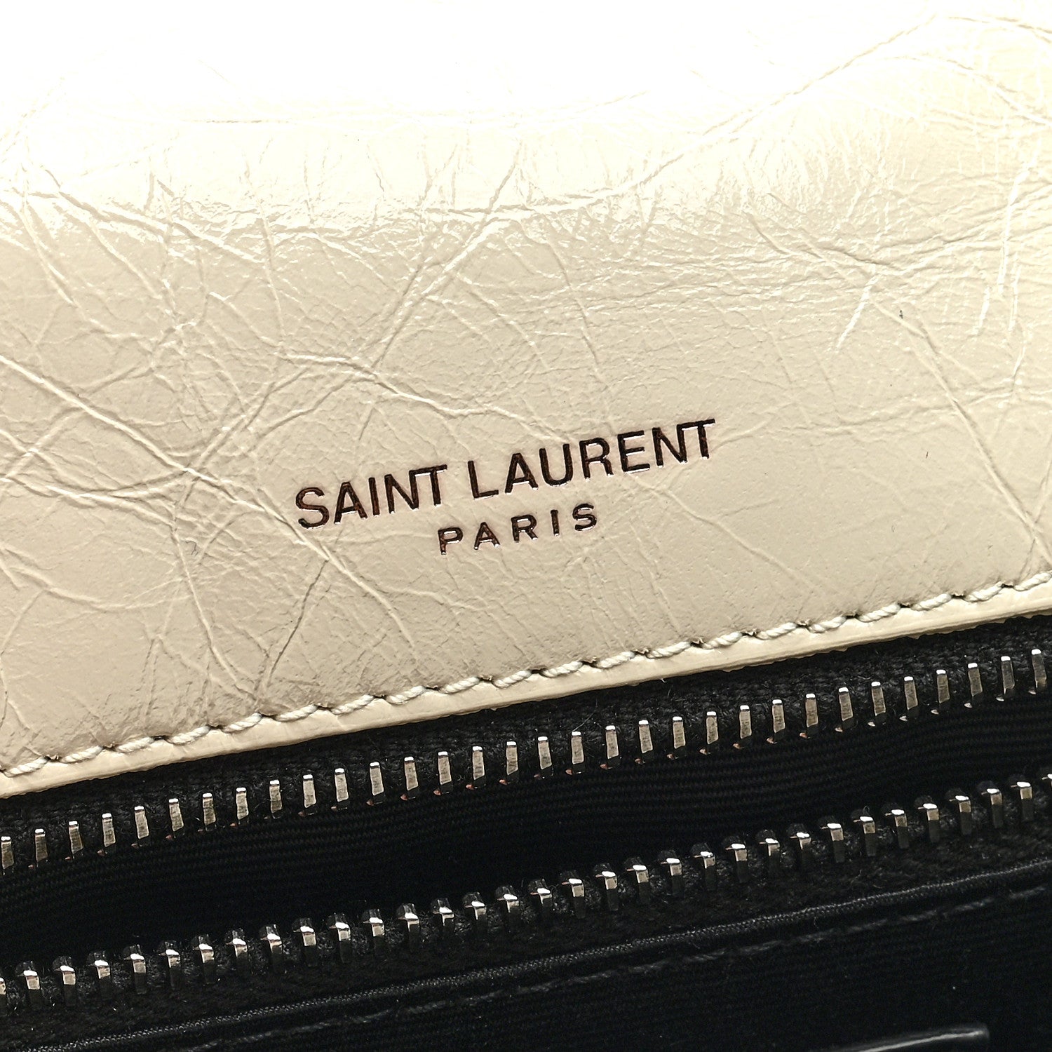 Saint Laurent Crinkled Calfskin Matelasse Monogram Medium Niki Chain Satchel Blanc Vintage 5 of 7