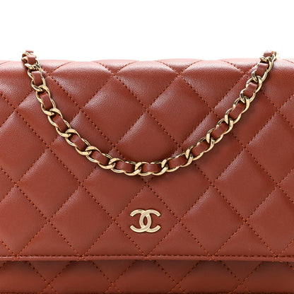 Chanel Lambskin Quilted Wallet On Chain WOC Brown 8 of 11