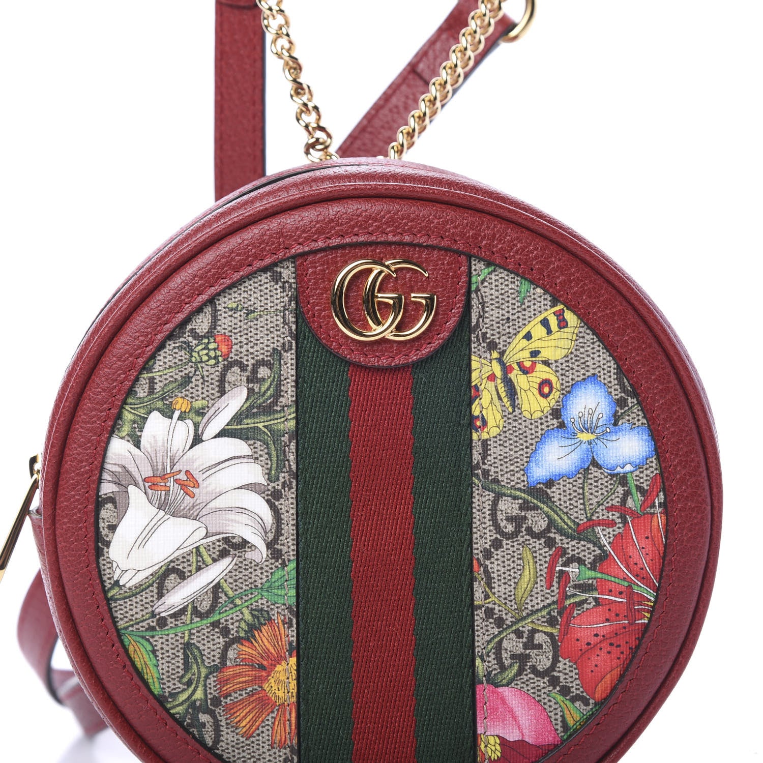 Gucci GG Supreme Monogram Web Flora Mini Ophidia Round Backpack Red 7 of 10