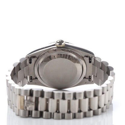 Rolex 18K White Gold Diamond 36mm Oyster Perpetual Day-Date President Watch Bright Blue 18239 5 of 6