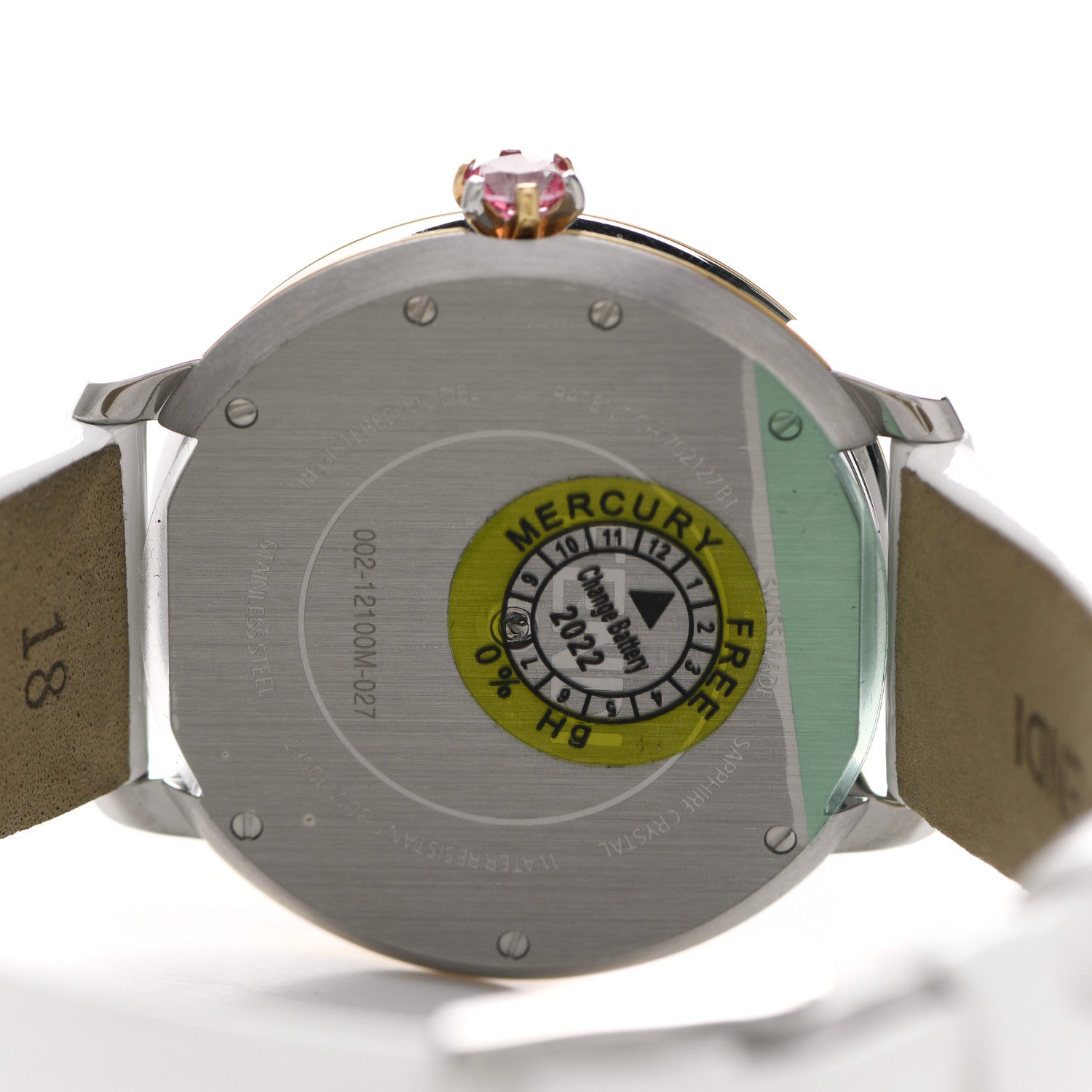 Fendi Stainless Steel Calfskin Mother of Pearl Topaz Spinel 38mm Ishine Rotating Gem Quartz Watch 6 of 7