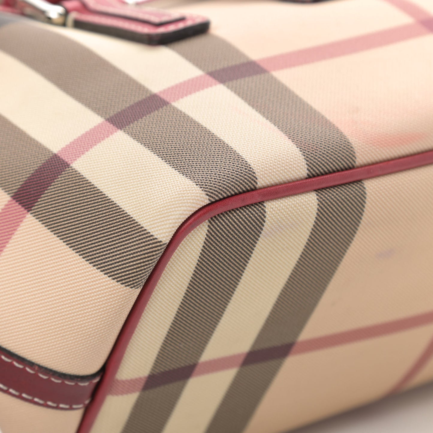 House Check Top Handle Bag Red