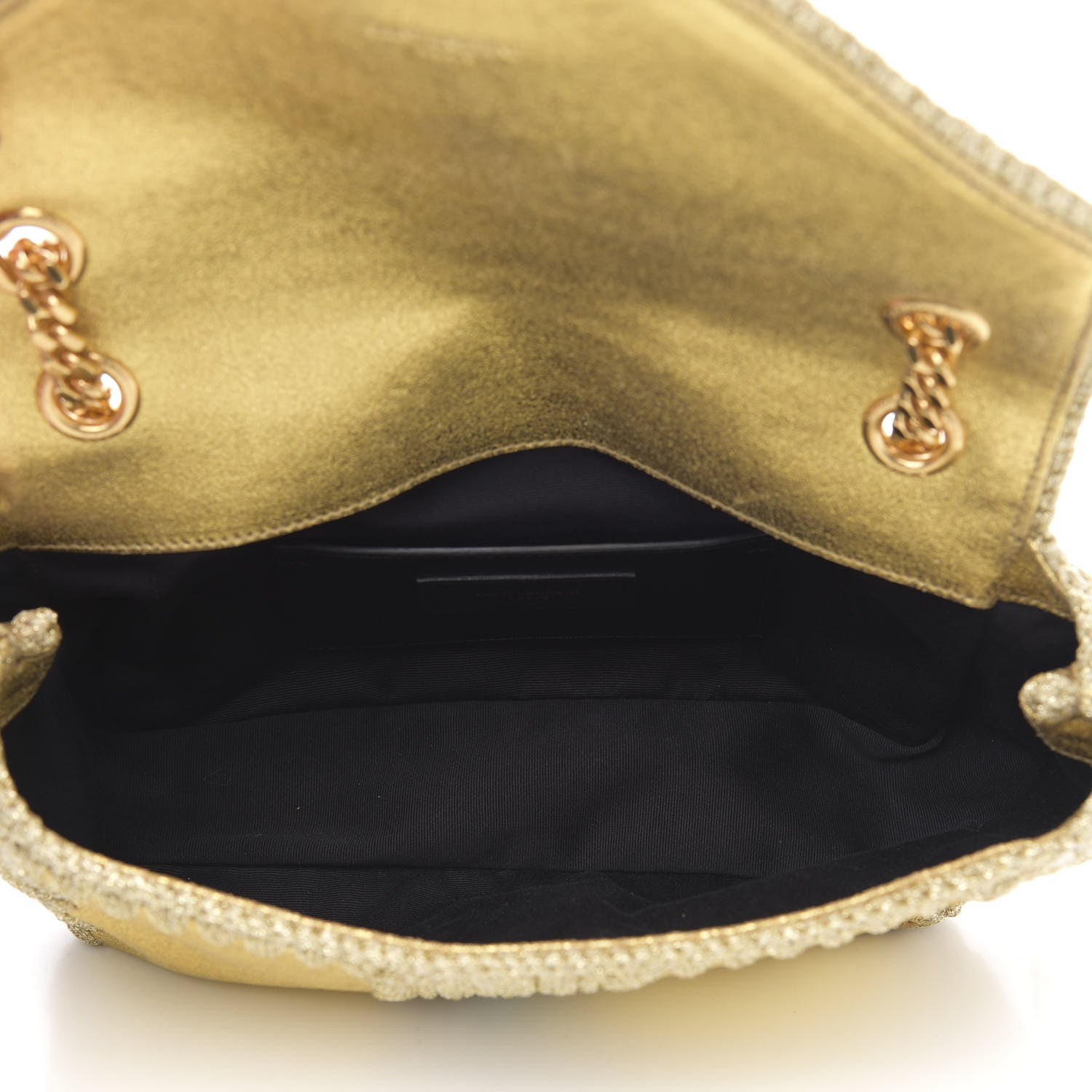 Saint Laurent Metallic Calfskin Macrame Medium College Monogram Satchel Gold 5 of 11