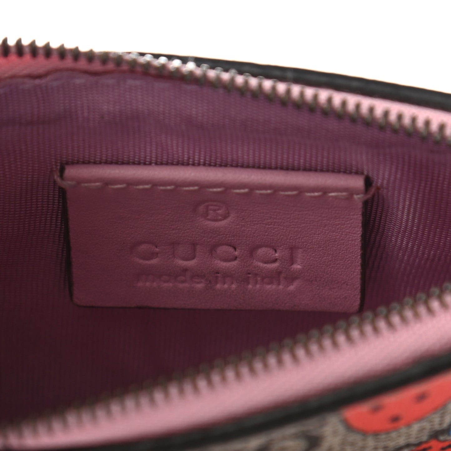 GG Supreme Monogram Strawberry Key Case