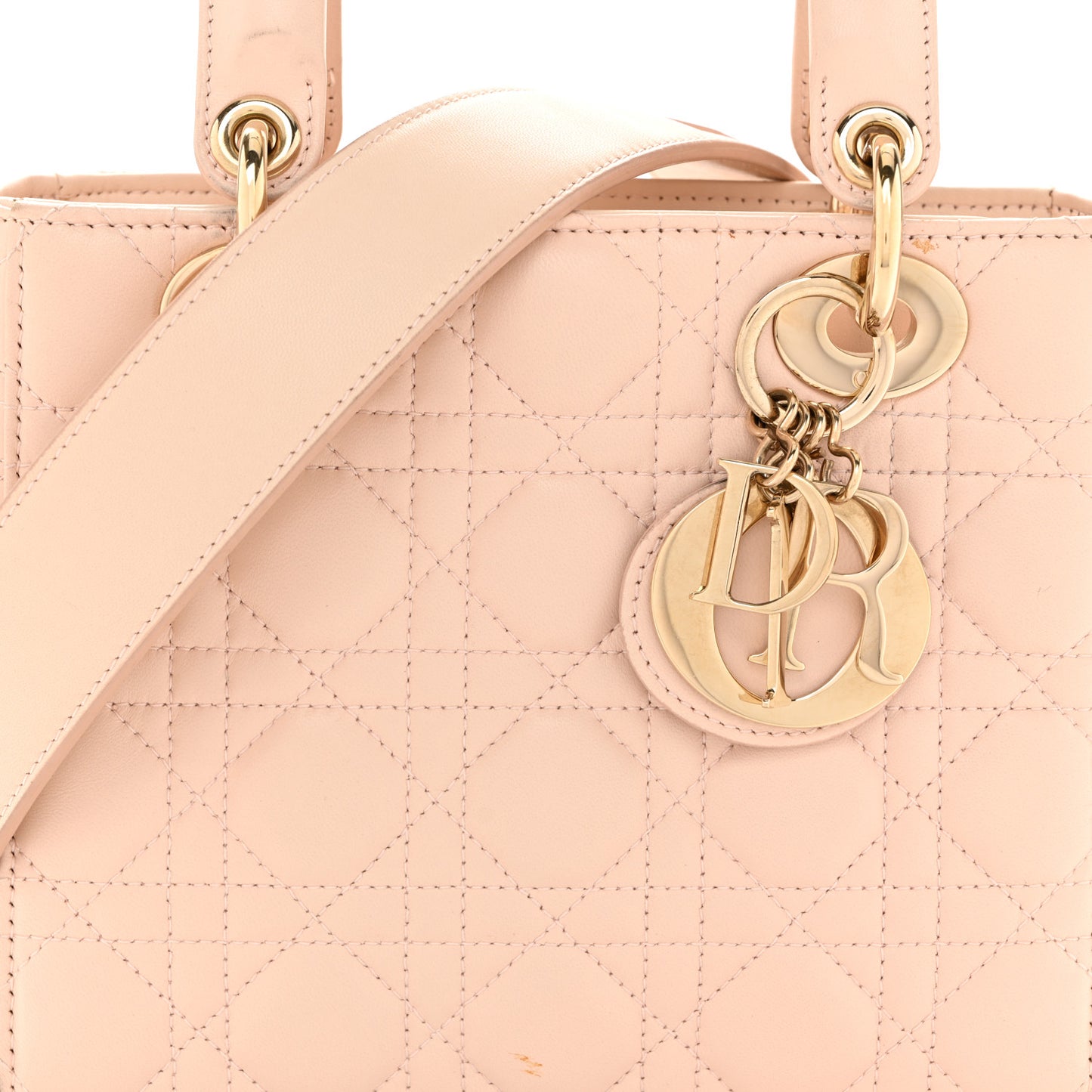Lambskin Cannage Small Lucky Badges My Lady Dior Light Pink