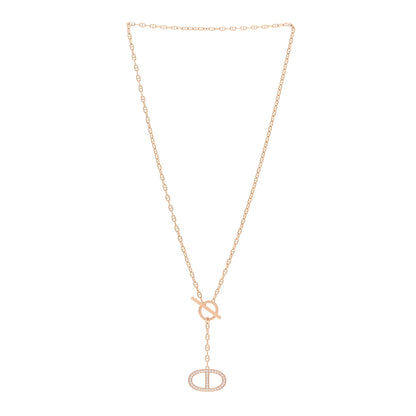 Hermes 18K Rose Gold Diamond GM Chaine D'Ancre Contour Pendant Necklace ST 3 of 4