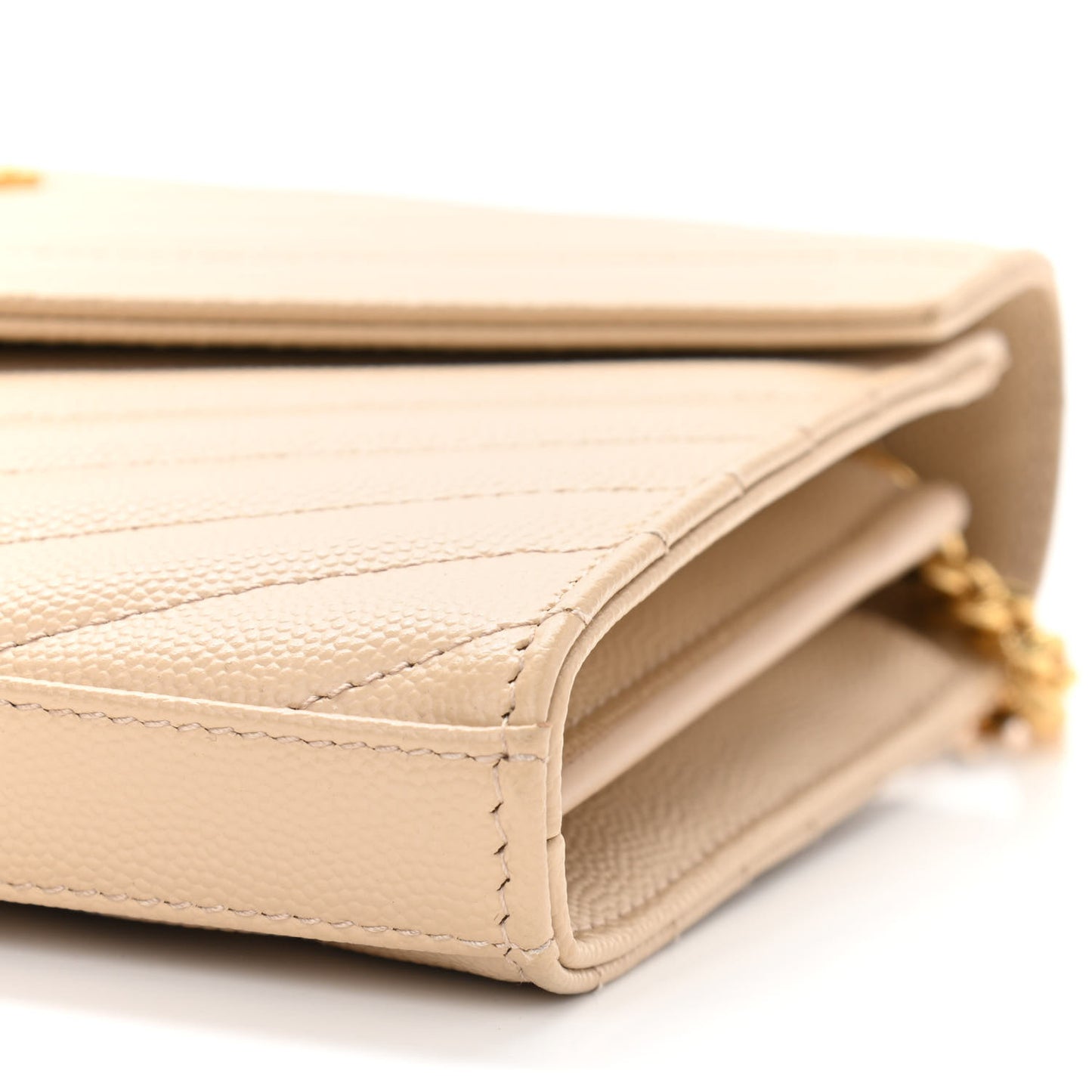 Grain De Poudre Matelasse Chevron Monogram Chain Wallet Nude Powder