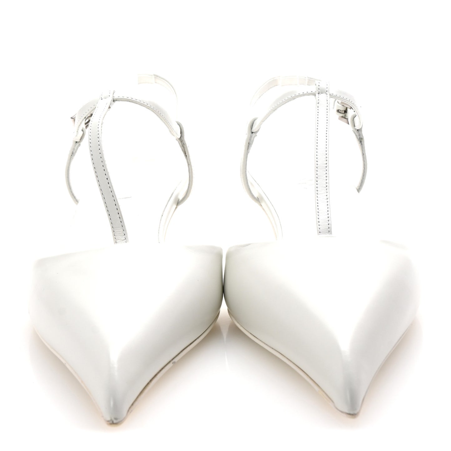 Calfskin T Strap Slingback Pumps 39 White