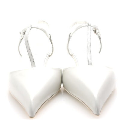 Prada Calfskin T Strap Slingback Pumps 39 White 3 of 9