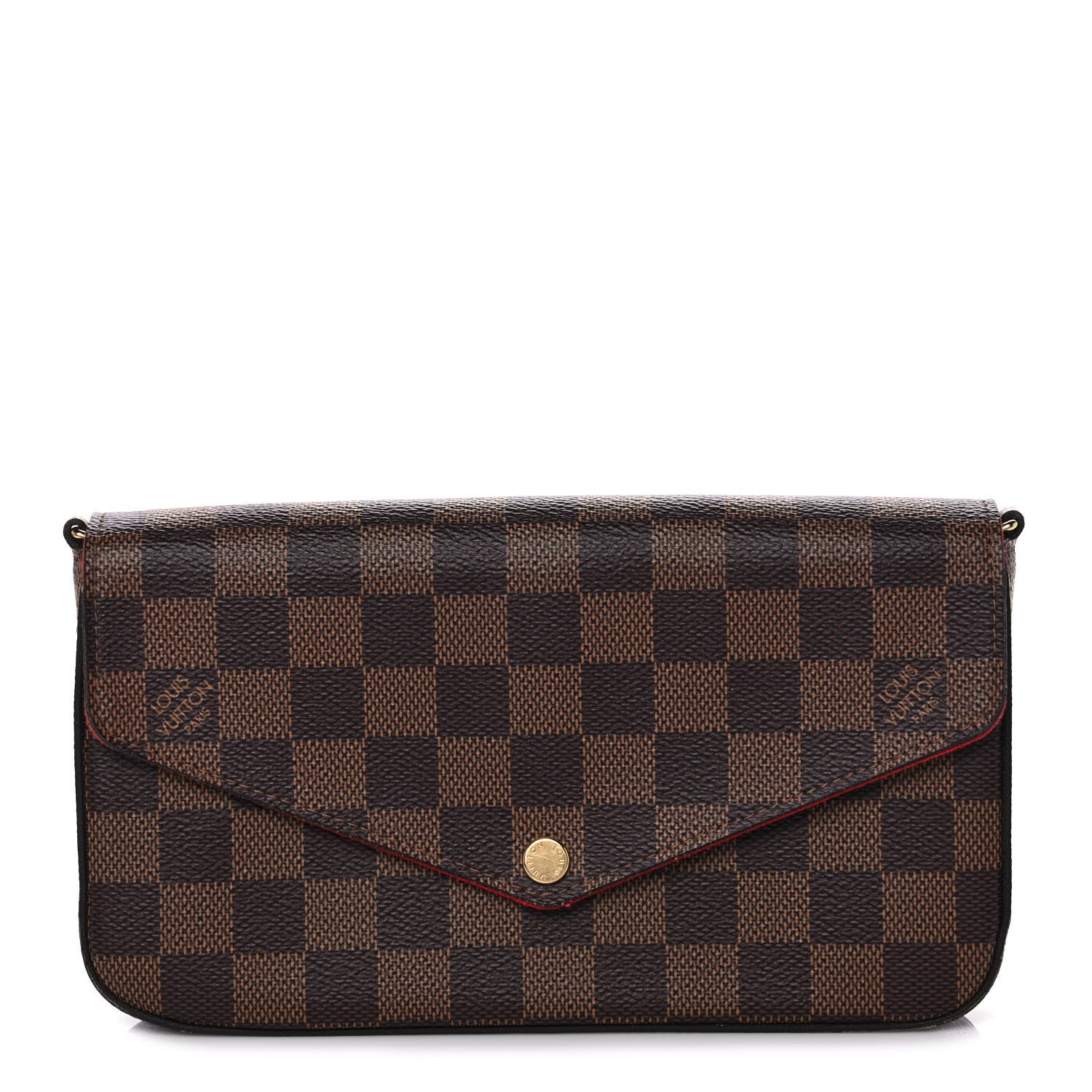 Louis Vuitton Damier Ebene Pochette Felicie Chain Wallet 1 of 12