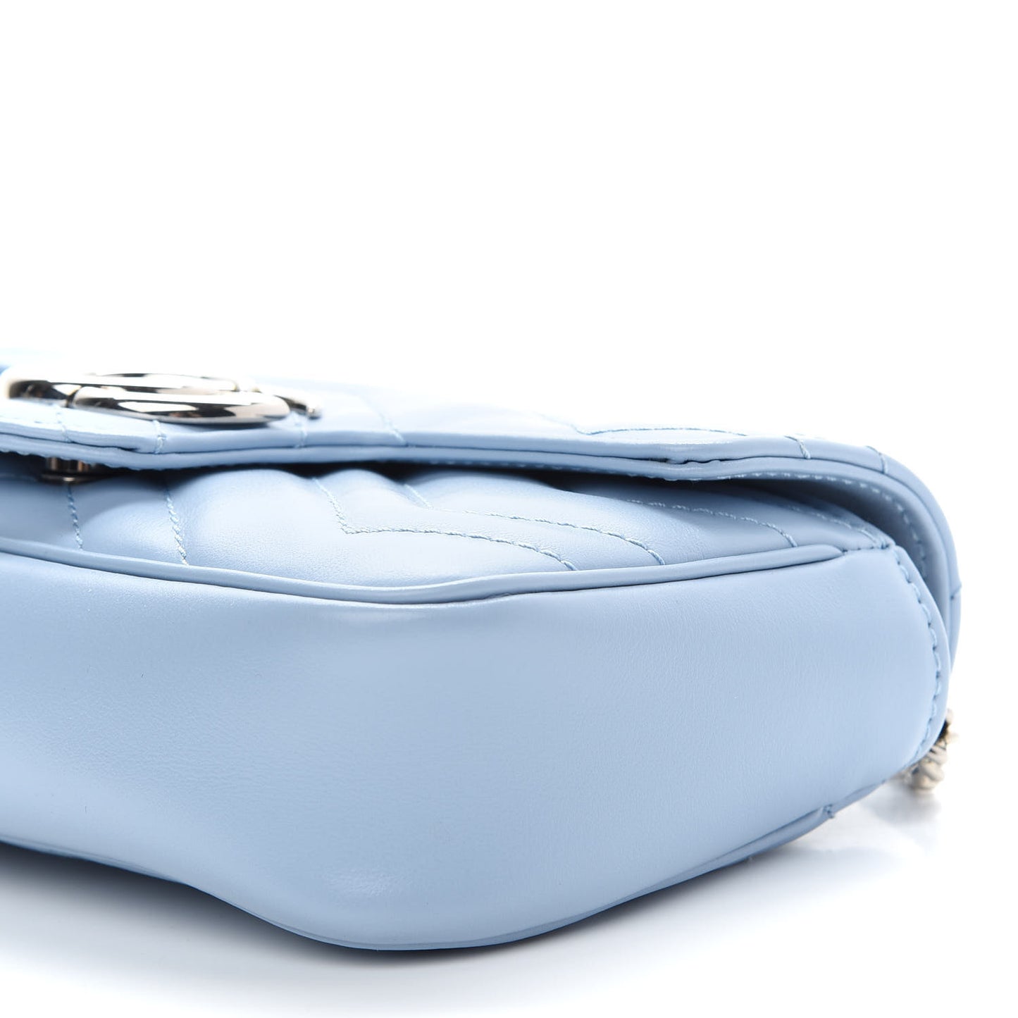 Calfskin Matelasse Super Mini GG Marmont Shoulder Bag Porcelain Light Blue