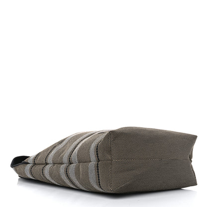 Salvatore Ferragamo Raffia Striped Logo Tote Bag Beige Optic White Black 5 of 10