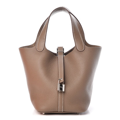 Hermes Taurillon Clemence Picotin Lock 18 PM Etoupe 1 of 11