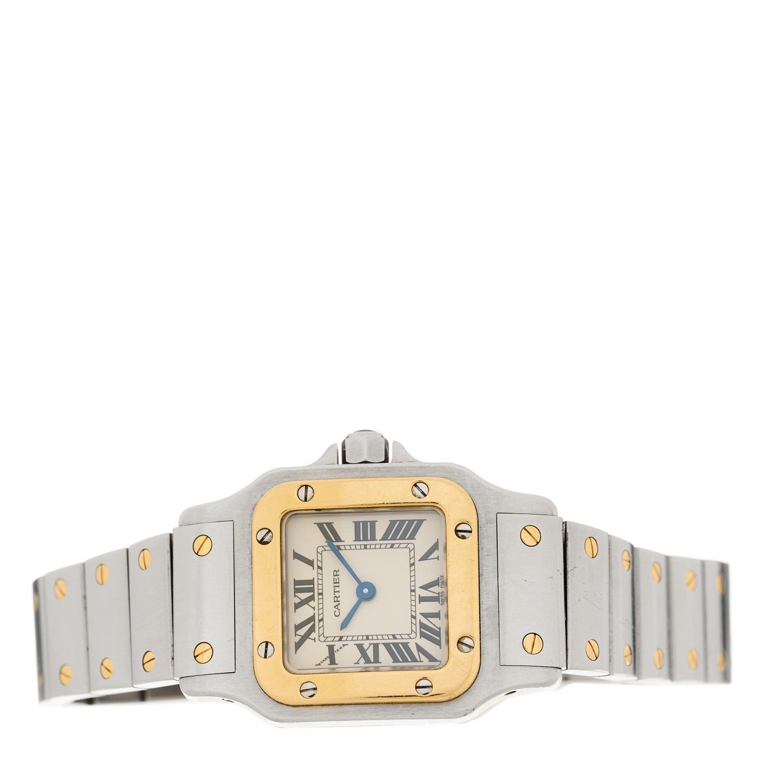 Cartier Stainless Steel 18K Yellow Gold 24mm Santos De Galbee Quartz Watch 2 of 4