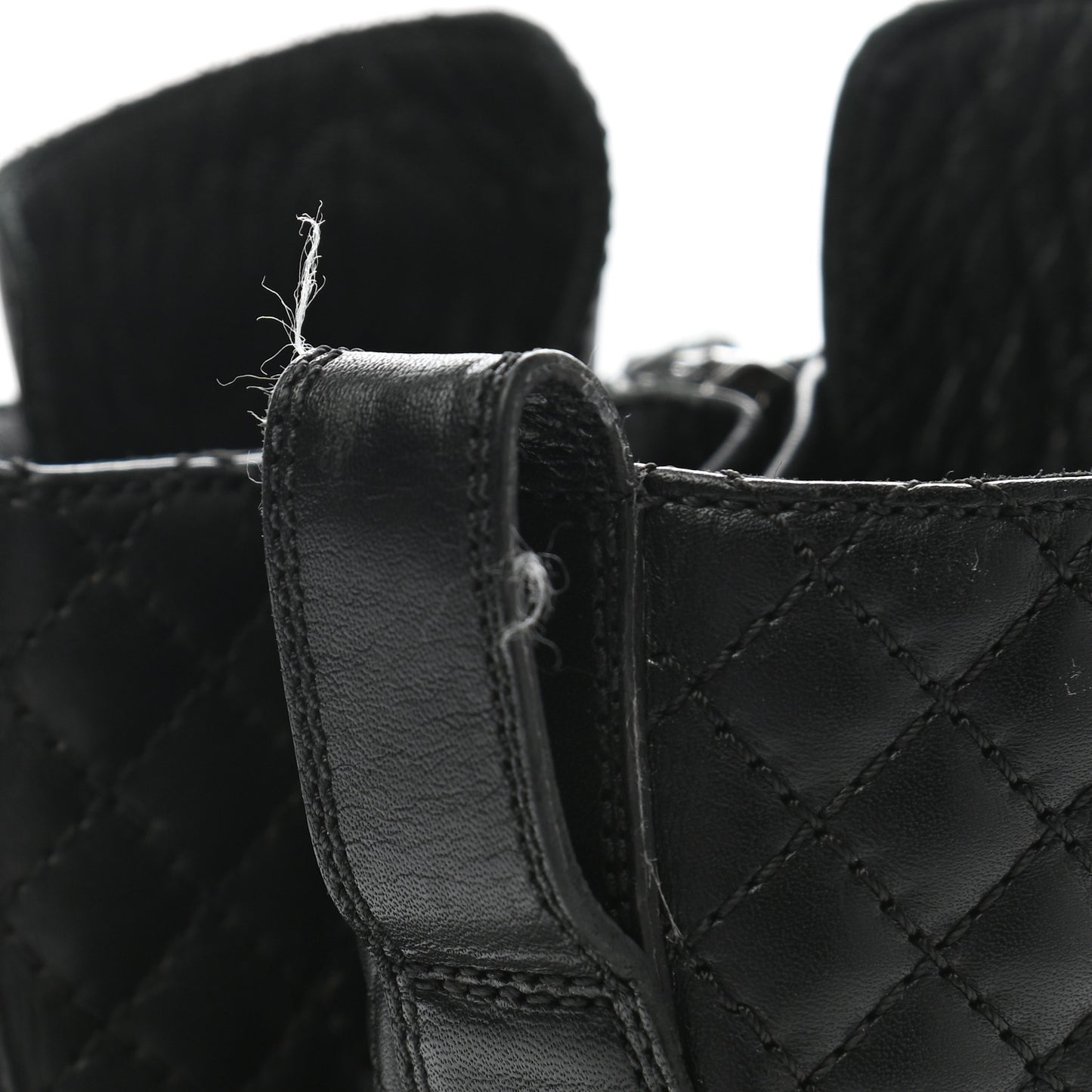 Calfskin Quilted Lace Up Combat Boots 39 Black