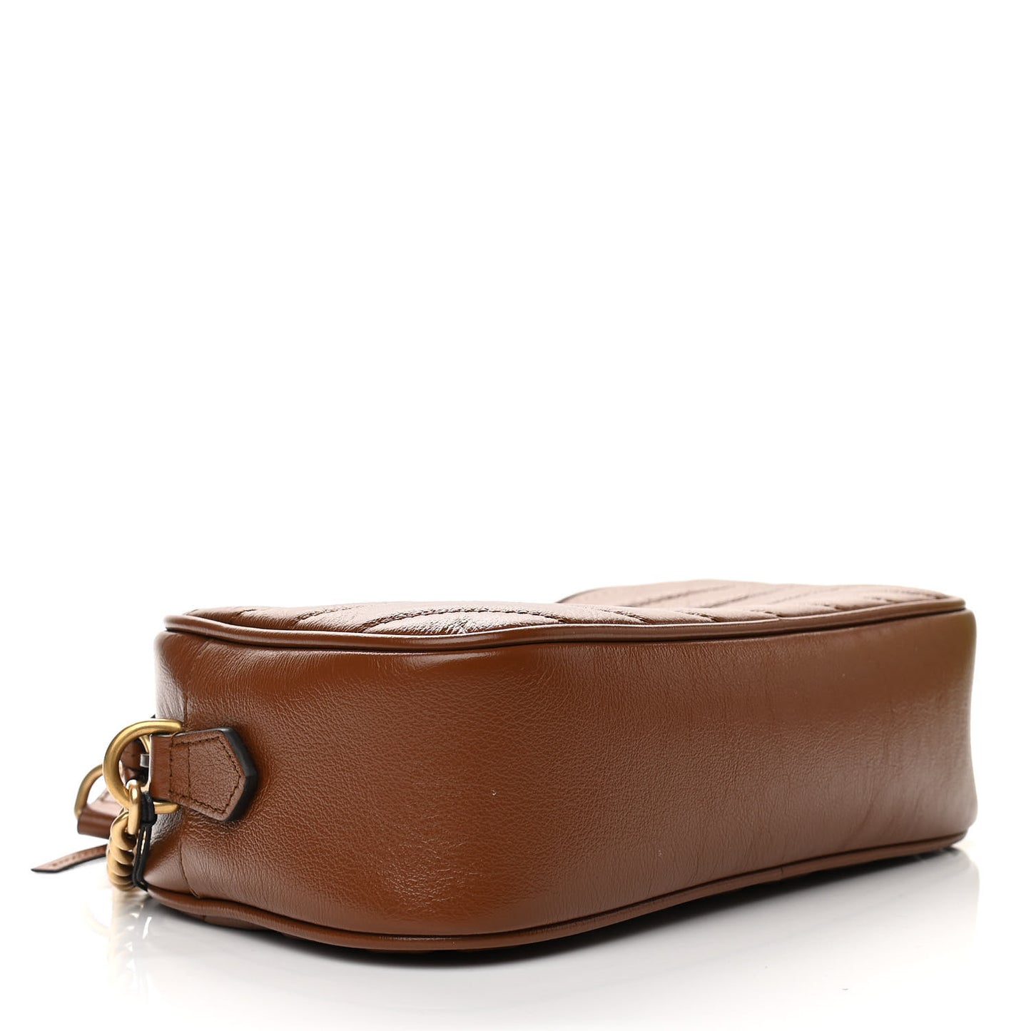 Glazed Calfskin Matelasse Diagonal Small GG Marmont Chain Shoulder Bag Cuir