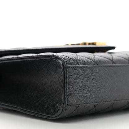 Saint Laurent Grain De Poudre Textured Mixed Matelasse Triquilt Medium Monogram Satchel Black 10 of 12