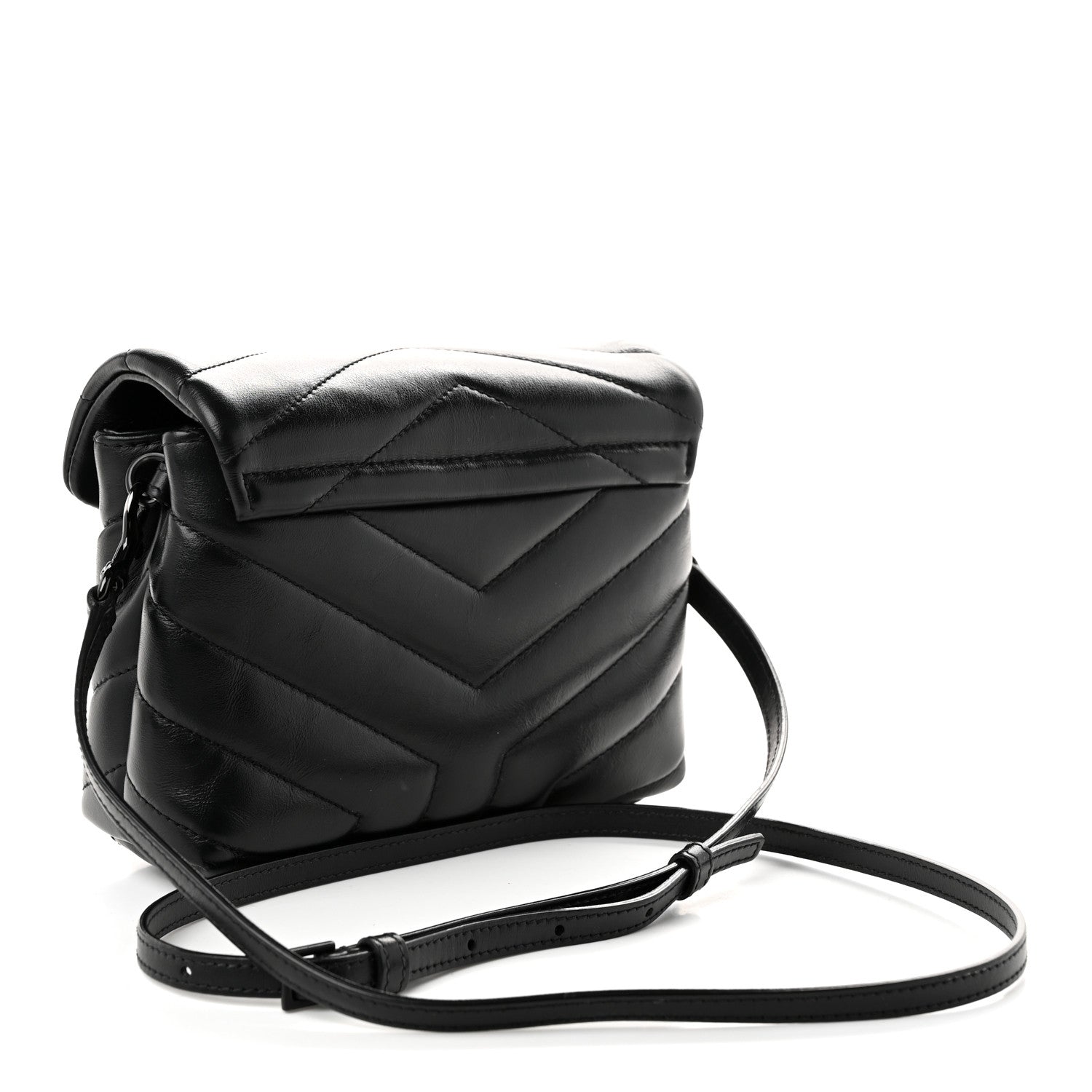 Saint Laurent Calfskin Y Quilted Monogram Monochrome Toy Loulou Crossbody Bag Black 3 of 10