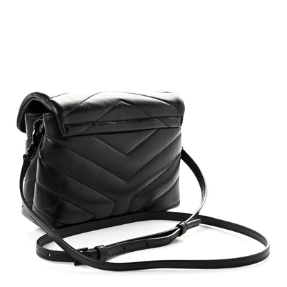 Saint Laurent Calfskin Y Quilted Monogram Monochrome Toy Loulou Crossbody Bag Black 3 of 10
