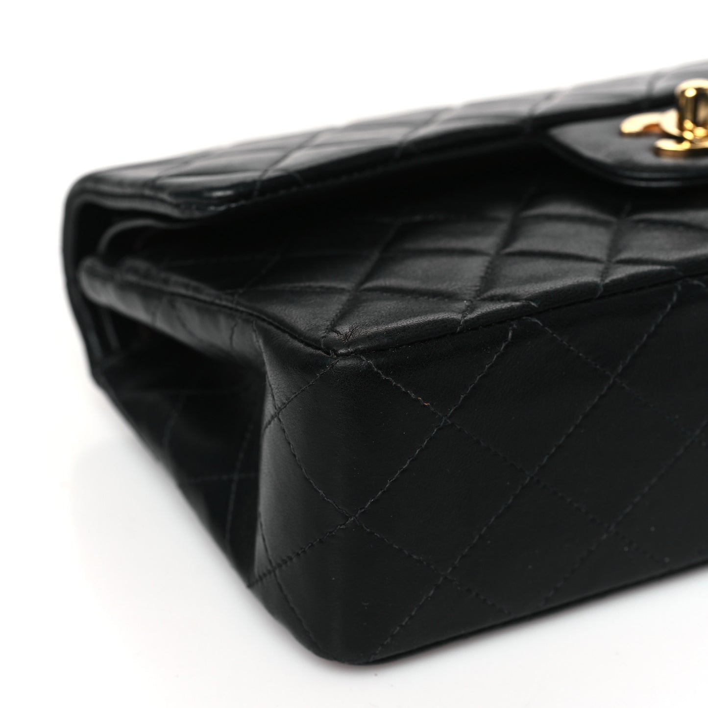 Lambskin Quilted Small Double Flap Black