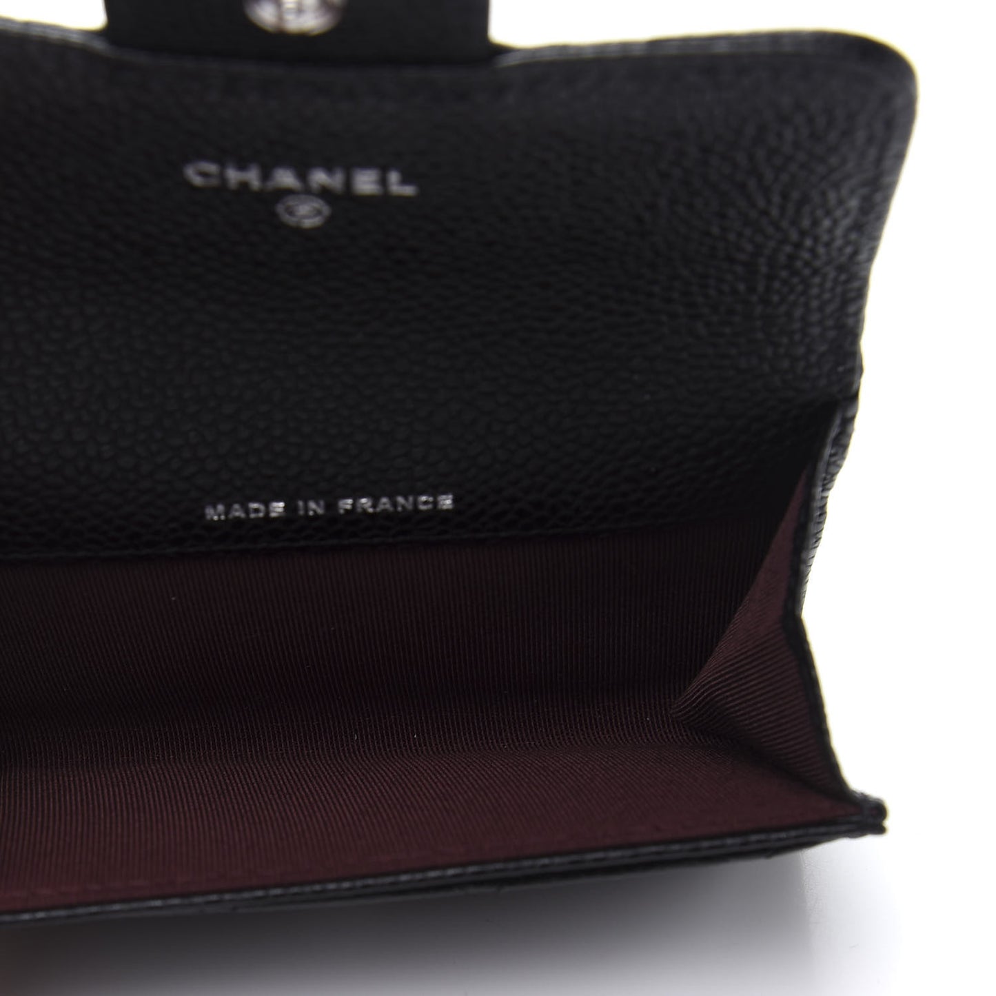 Caviar Quilted Flap Card Holder Wallet Black