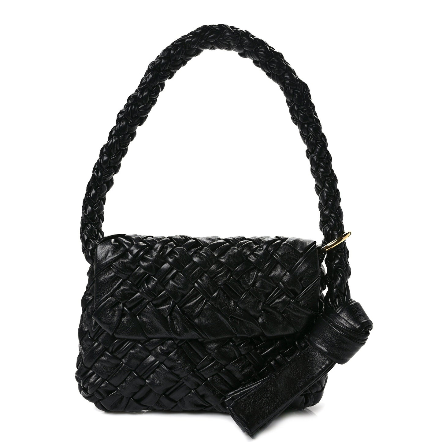 Calfskin Foulard Intreccio Kalimero Città Shoulder Bag Black