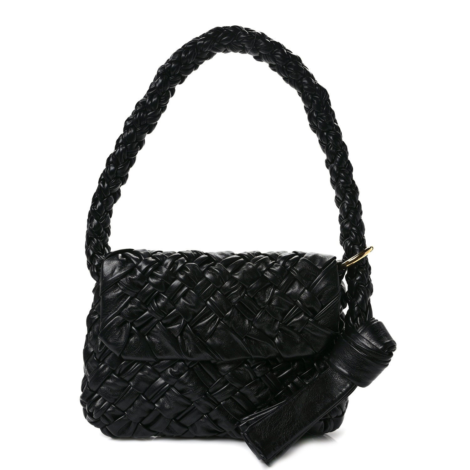 Bottega Veneta Calfskin Foulard Intreccio Kalimero Città Shoulder Bag Black 1 of 9