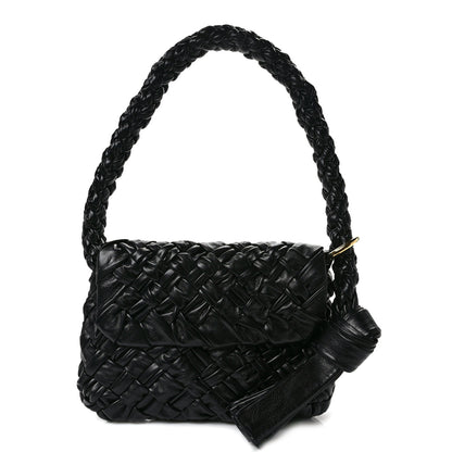 Bottega Veneta Calfskin Foulard Intreccio Kalimero Città Shoulder Bag Black 1 of 9