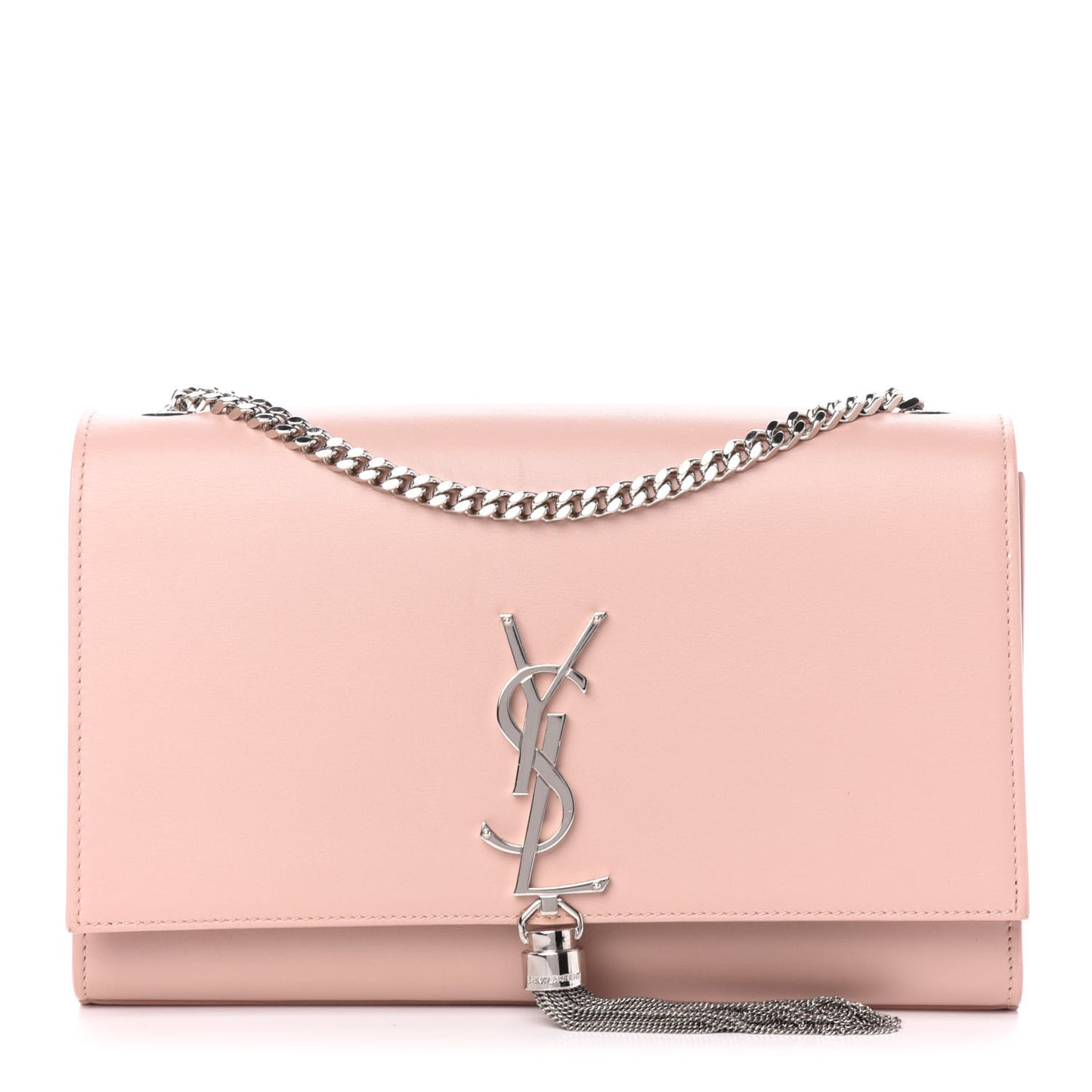 Smooth Calfskin Medium Classic Monogram Kate Tassel Satchel Pale Blush