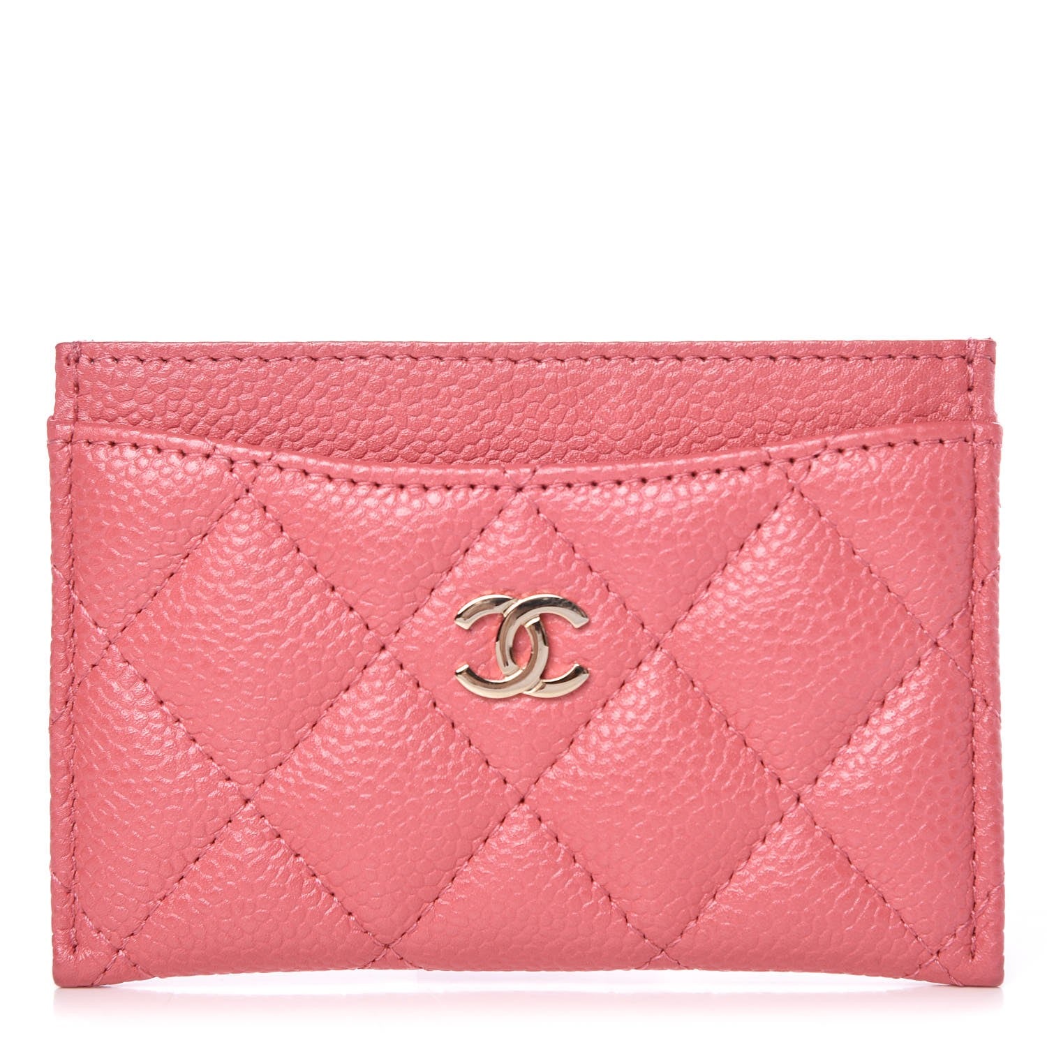 Chanel Metallic Caviar Quilted Card Holder Pink 1 of 8