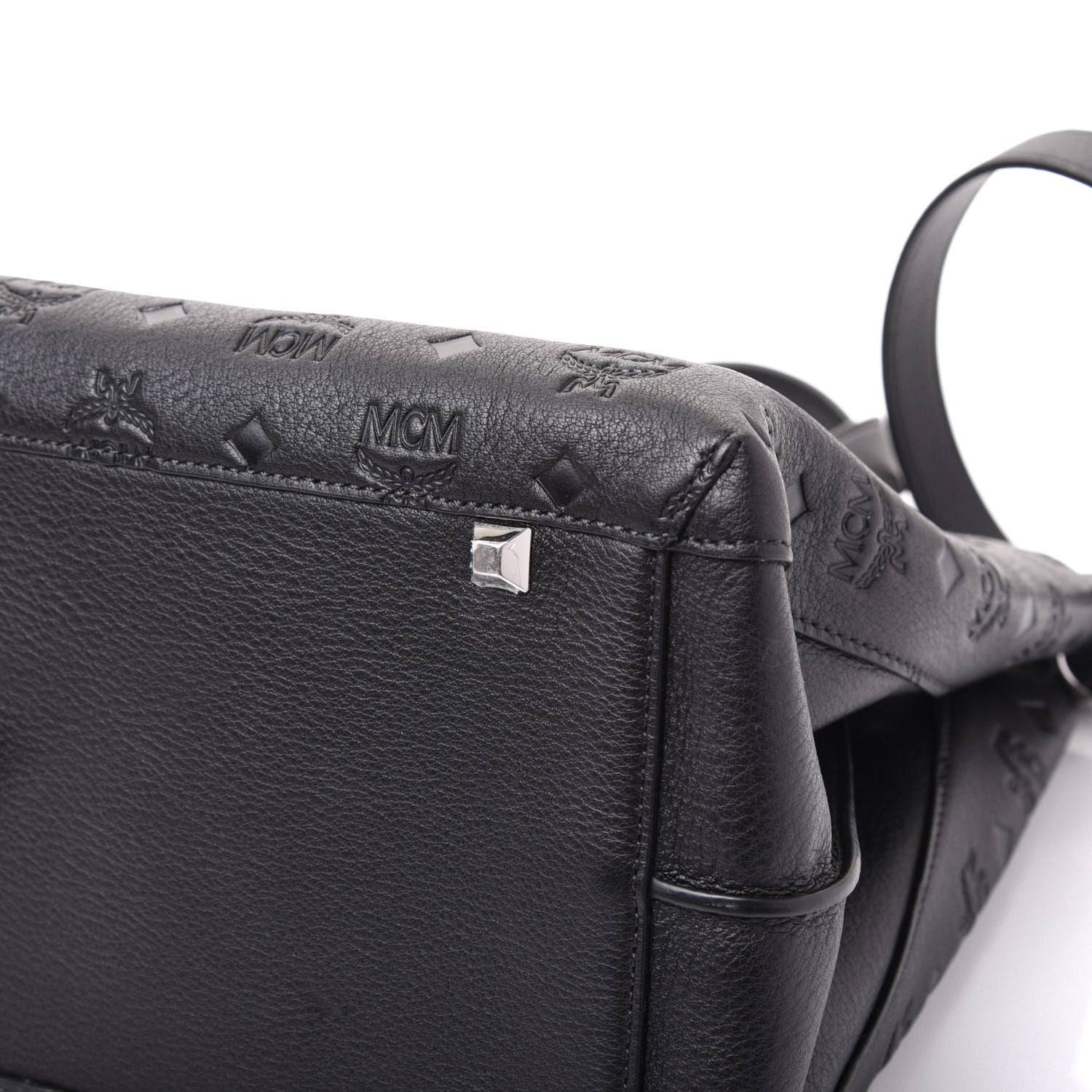 MCM Calfskin Ottomar Monogram Large Essential Tote Black 8 of 12