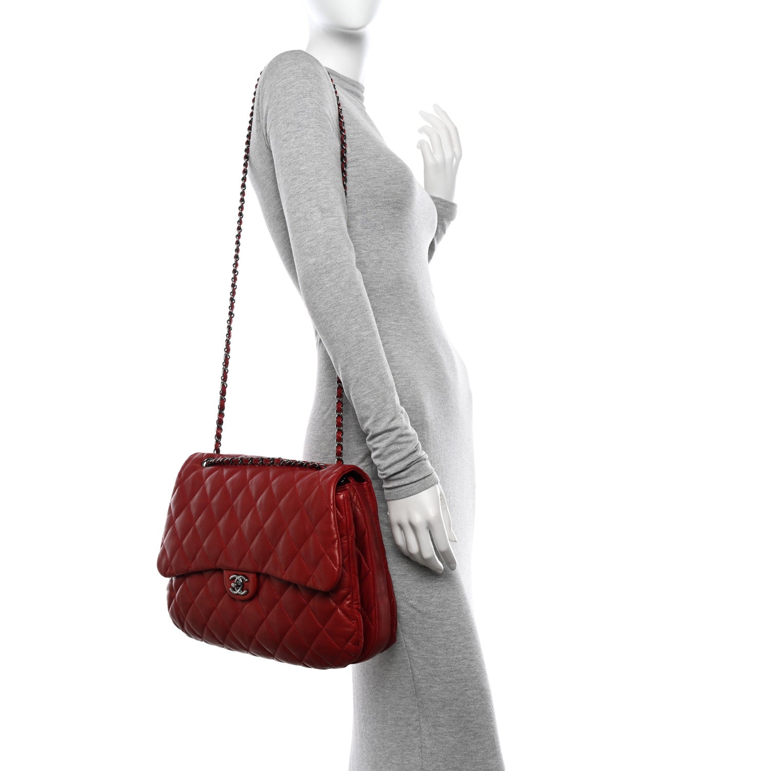 Chanel Lambskin Quilted Chanel 3 Maxi Flap Bag Red 2 of 10