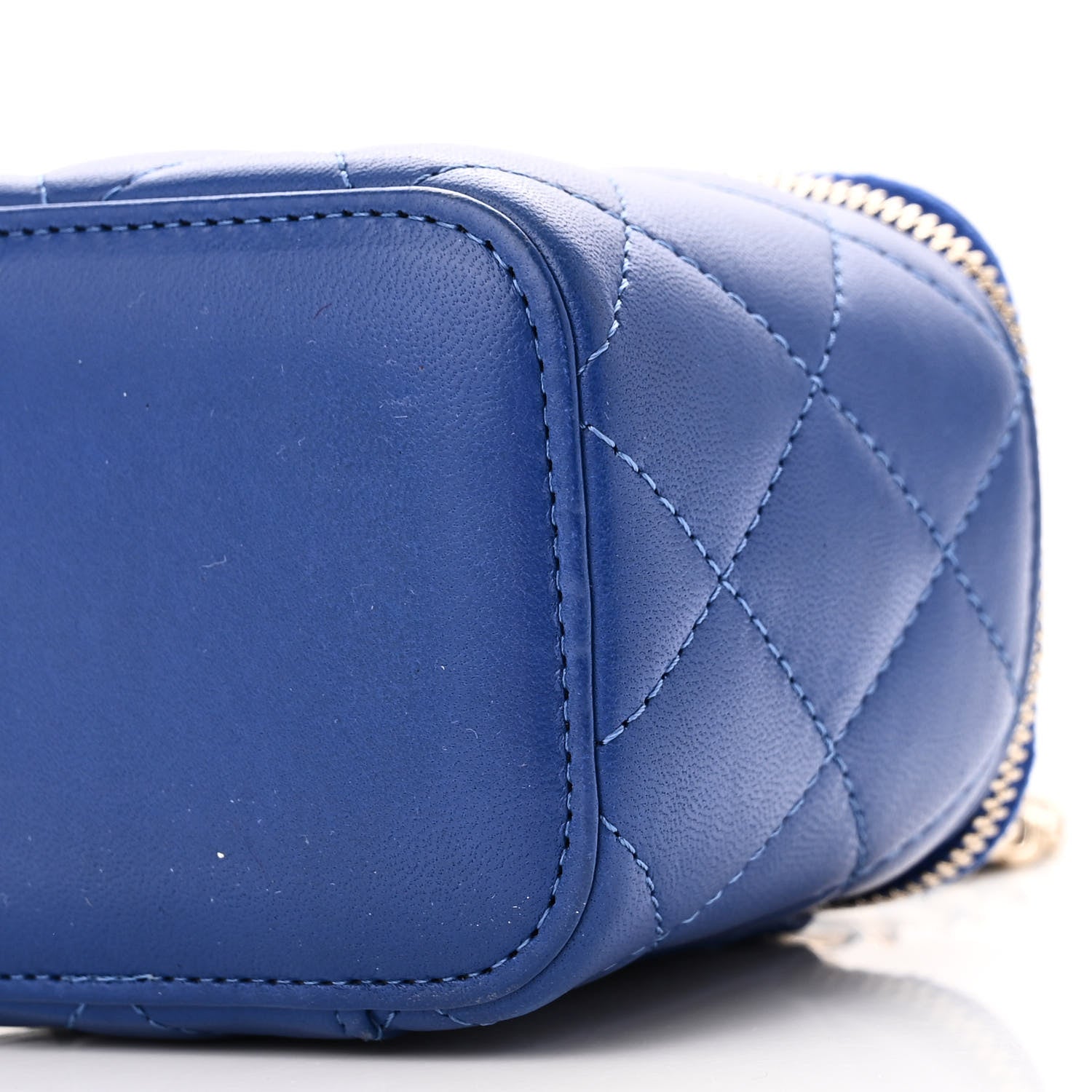 Chanel Lambskin Quilted Top Handle Mini Vanity Case With Chain Blue 10 of 10