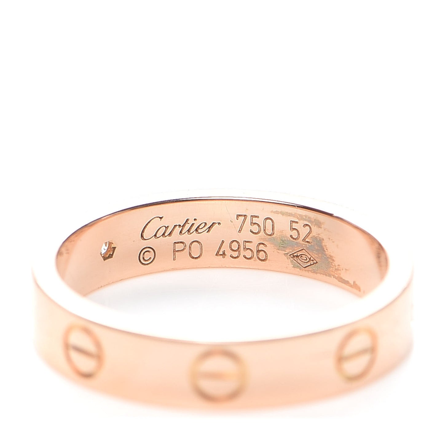 18K Pink Gold Diamond 4mm LOVE Wedding Band Ring 52 6