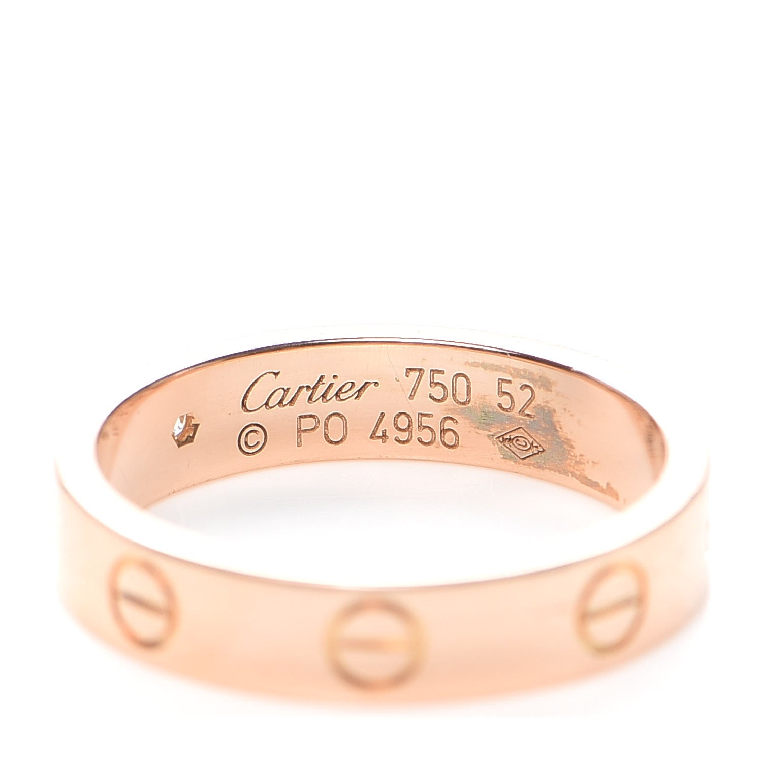 Cartier 18K Pink Gold Diamond 4mm LOVE Wedding Band Ring 52 6 4 of 5