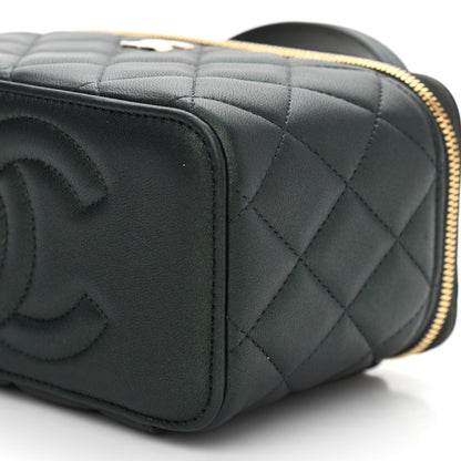 Chanel Iridescent Lambskin Quilted Small Top Handle Vanity Case With Chain Dark Green 11 of 12