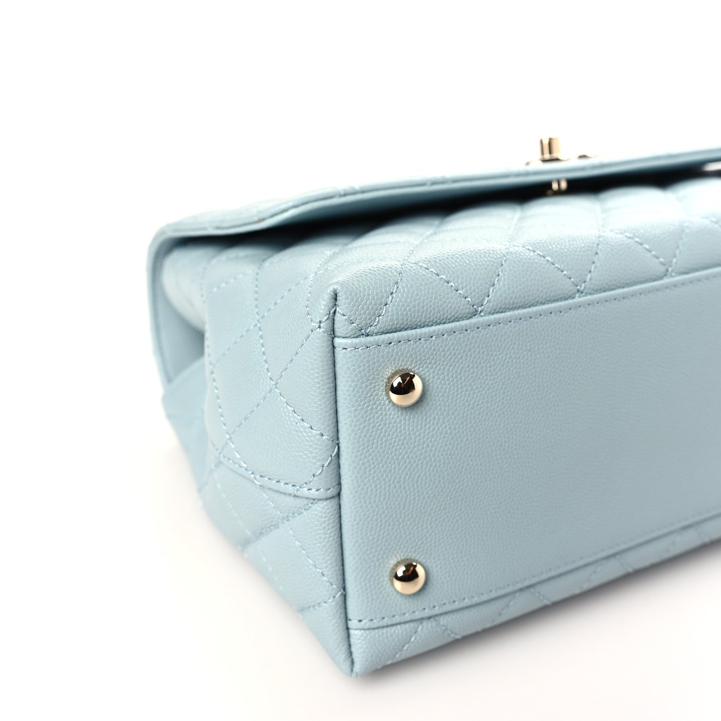 Caviar Quilted Small Coco Handle Flap Light Blue