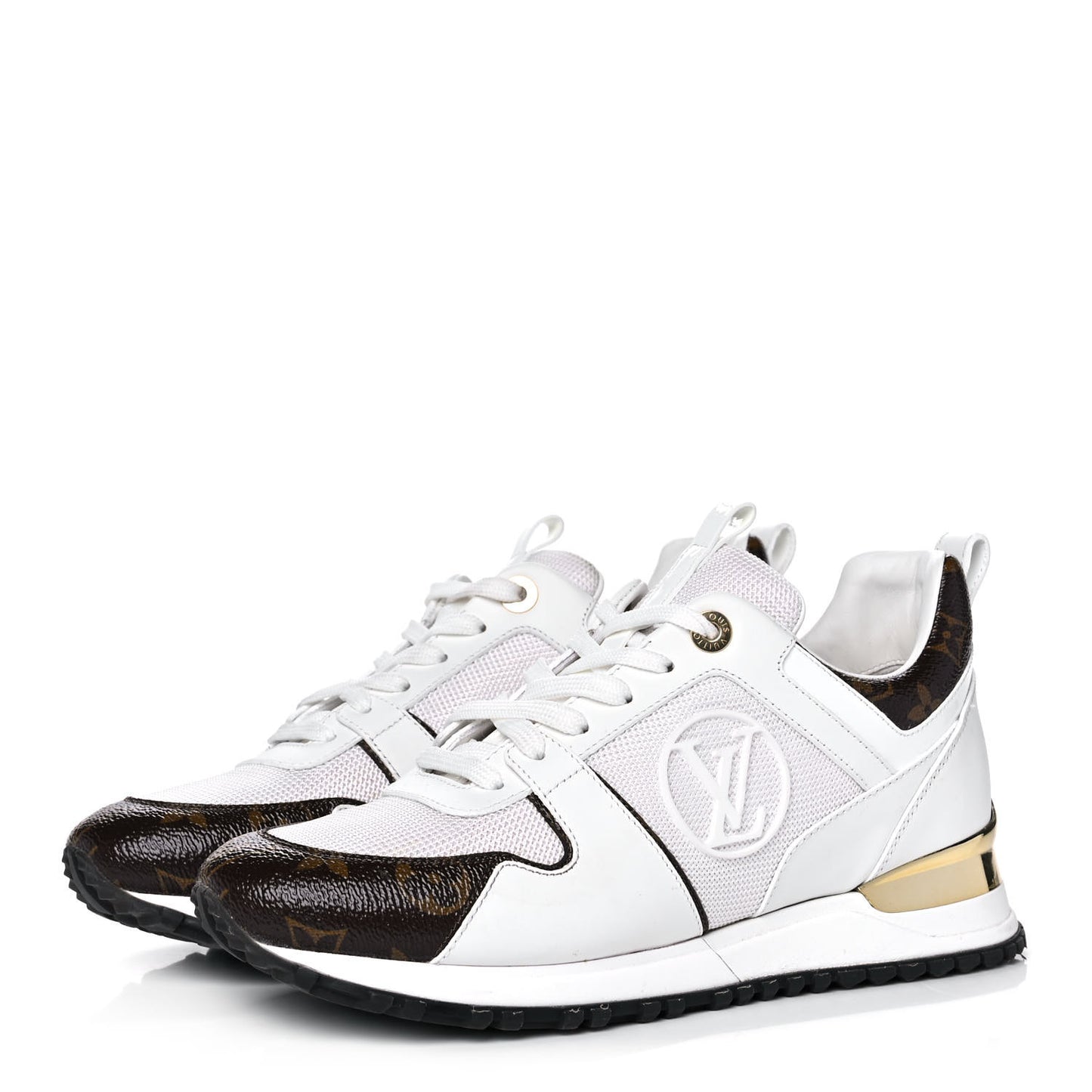 Calfskin Monogram Run Away Sneakers 38 White