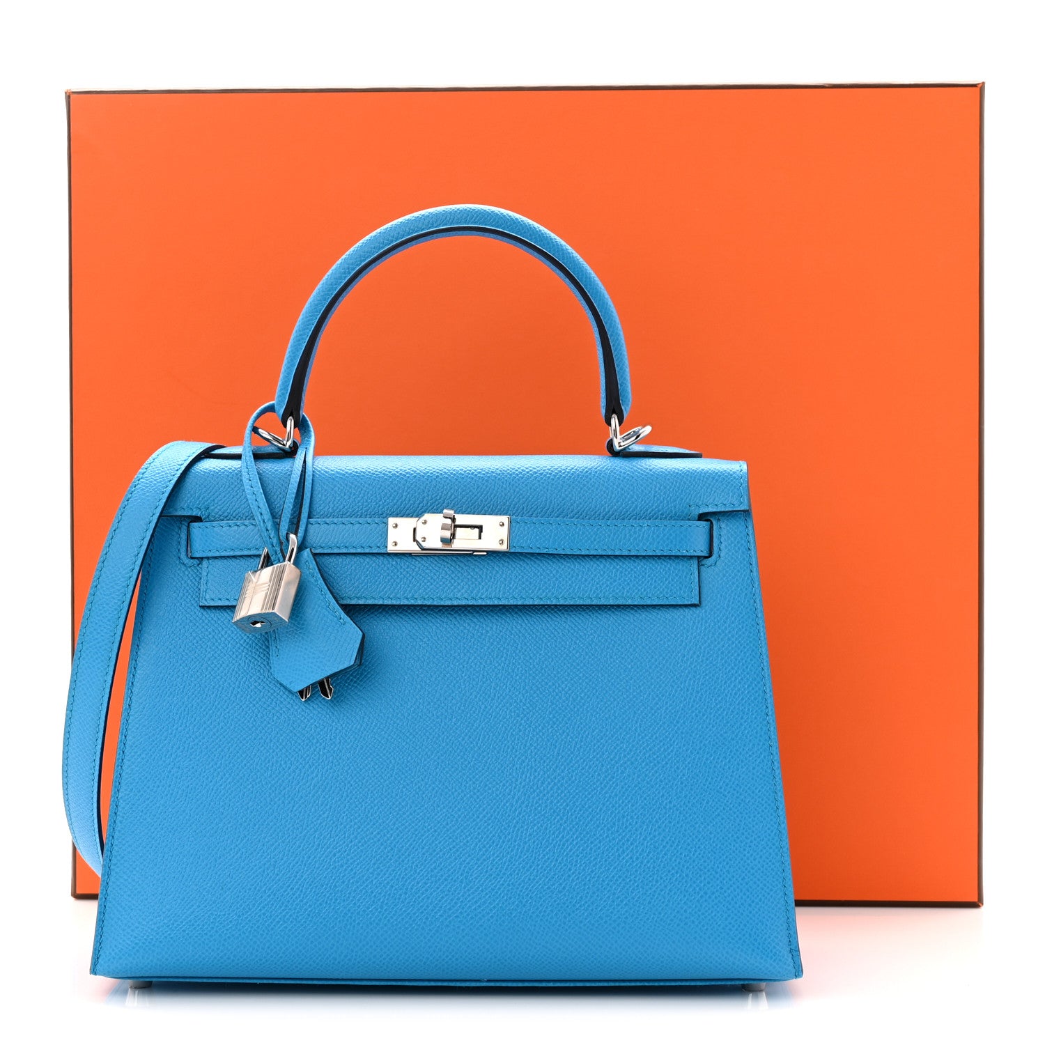 Hermes Epsom Kelly Sellier 25 Bleu Frida 11 of 11