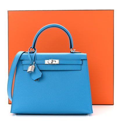 Hermes Epsom Kelly Sellier 25 Bleu Frida 11 of 11