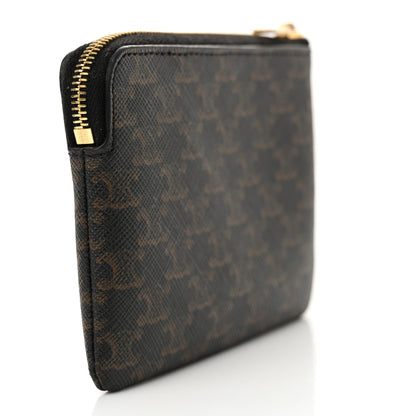 Celine Triomphe Canvas Logo Coin and Card Pouch With Hook Black 4 of 13