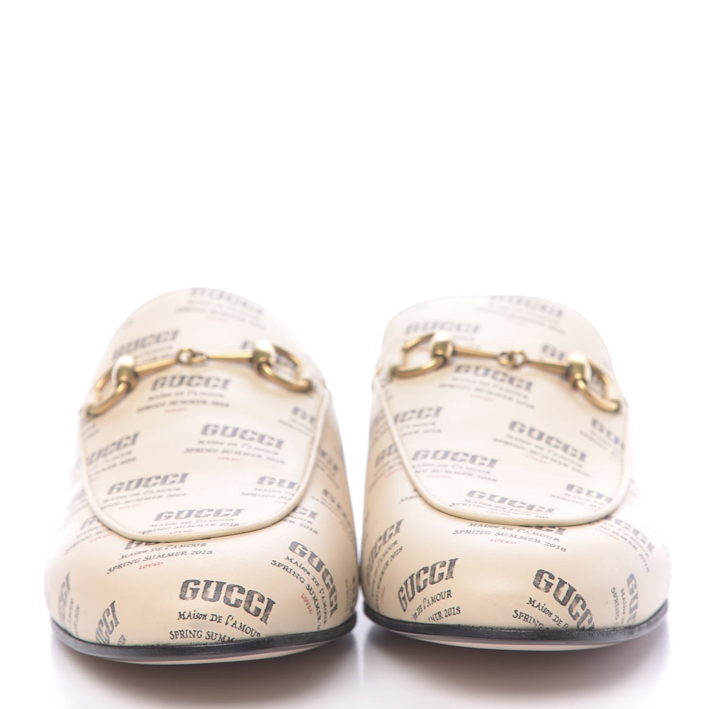 Calfskin Stamp Print Womens Princetown Slippers 38 Soy Black